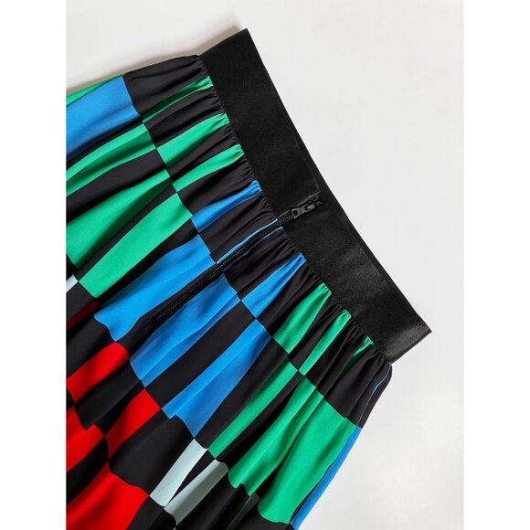 Alice & Olivia Melda Geometric Print Midi Skirt Size 6 Colourblock Multi - Picture 6 of 10